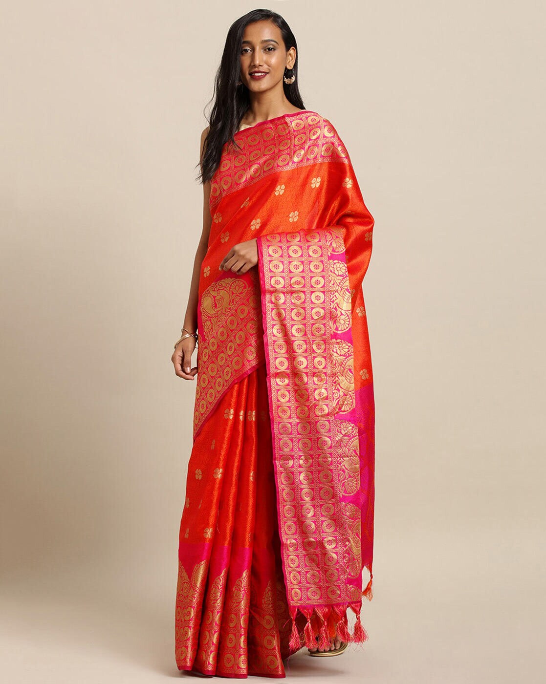 Buy Orange Sarees For Women By Vastranand Online Ajio Com