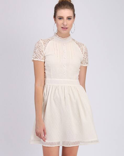 white lace fit and flare dress