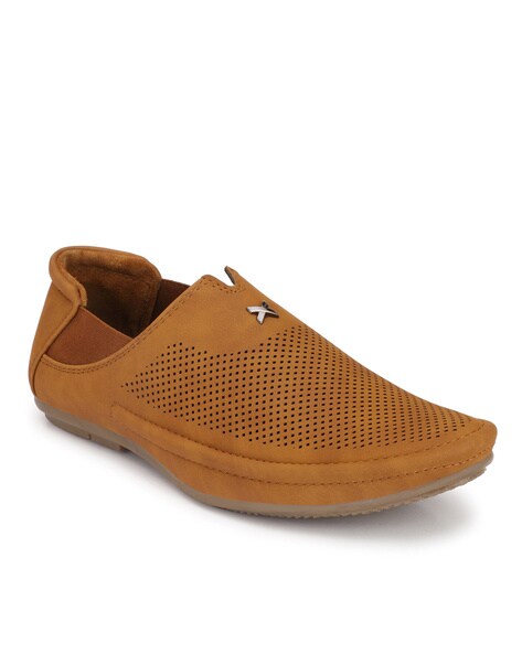 Textured Slip-On Casual Shoes with Perforations
