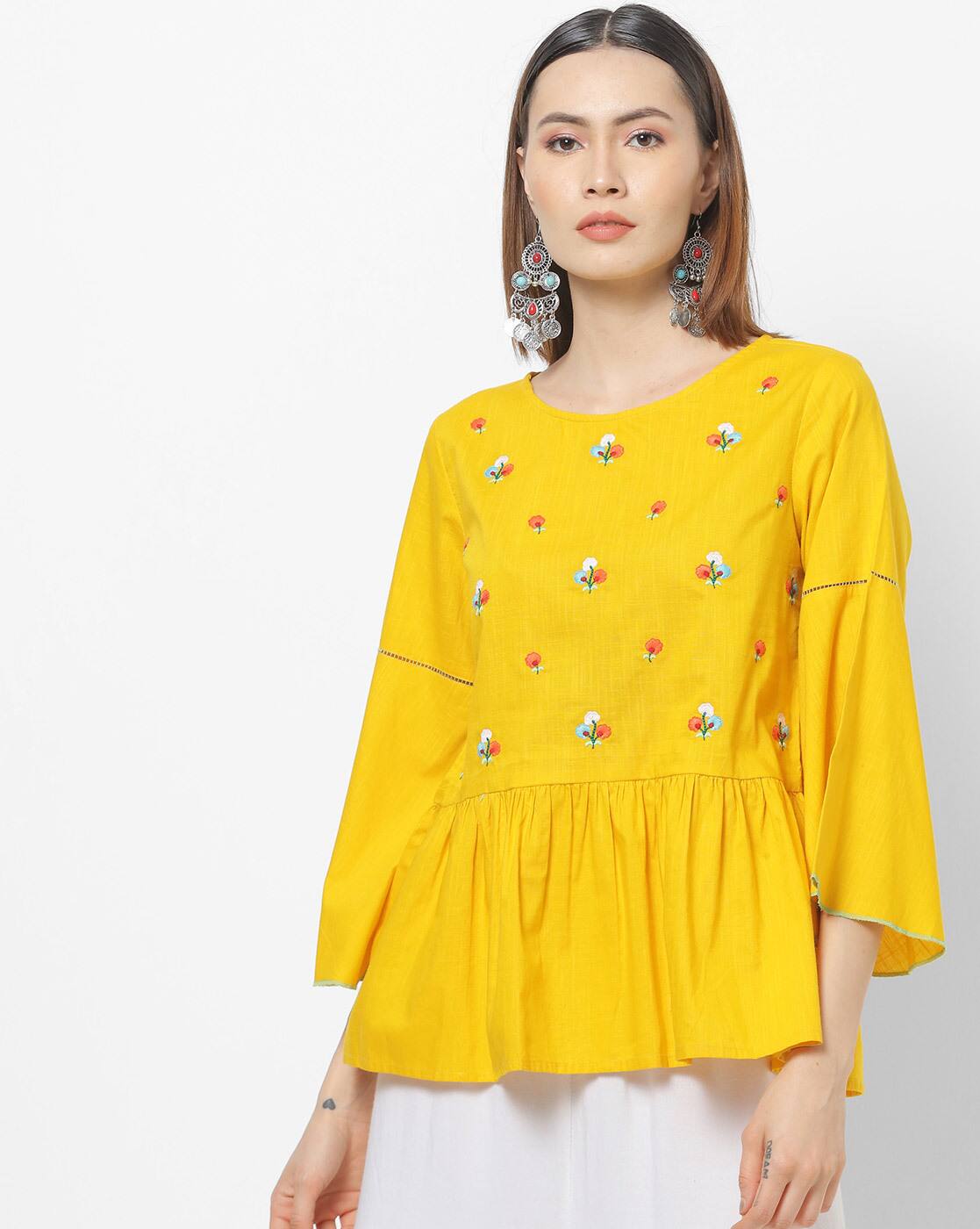 mustard yellow peplum top