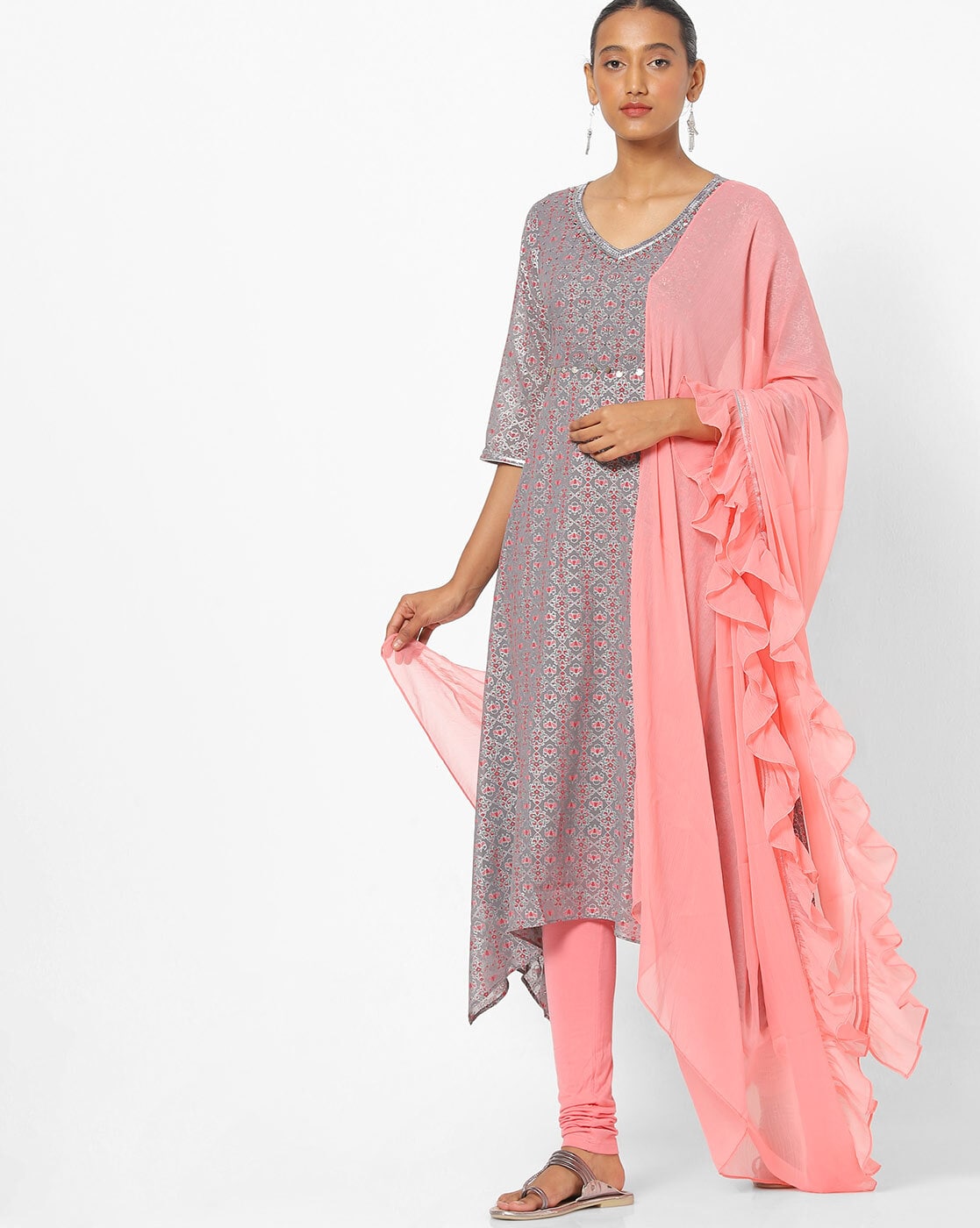 Buy Grey ☀ Pink Kurta Suit Sets for ...