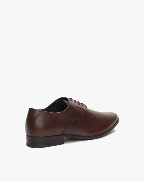 Lace-Up Leather Oxfords with Broguing (Image - 1)