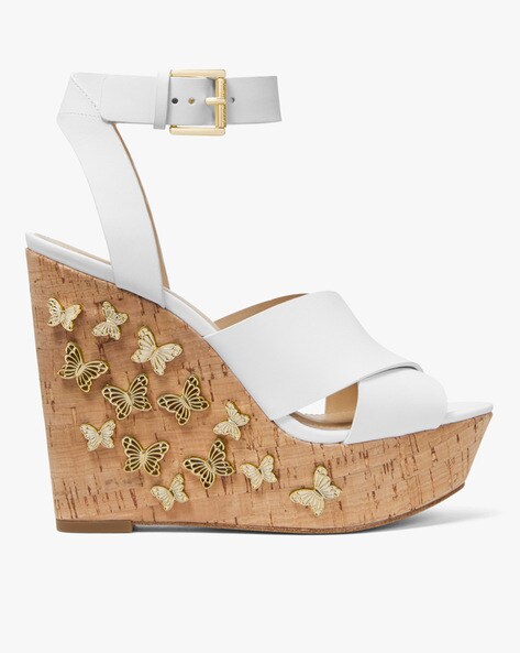 Buy Michael Kors Lacey Genuine Leather Wedge Heels | White Color Women |  AJIO LUXE