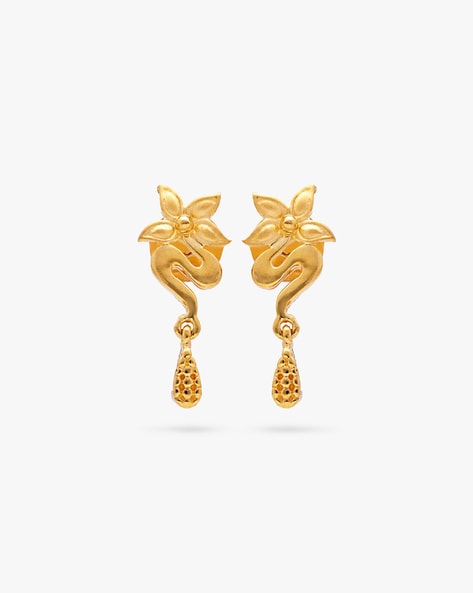 22Kt Plain Gold Earrings (2.430 Grams)/ Gold Ear Tops | Mohan Jewellery