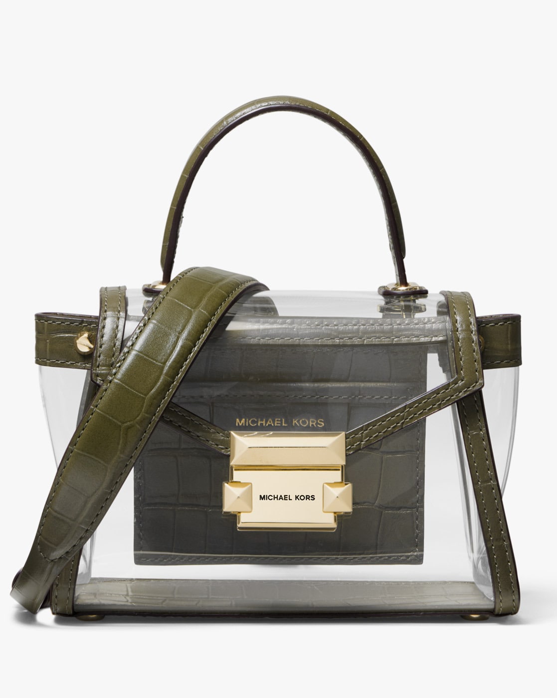 Buy Michael Kors Whitney Reptilian-Textured Clear Sling Bag | Olive Green  Color Women | AJIO LUXE