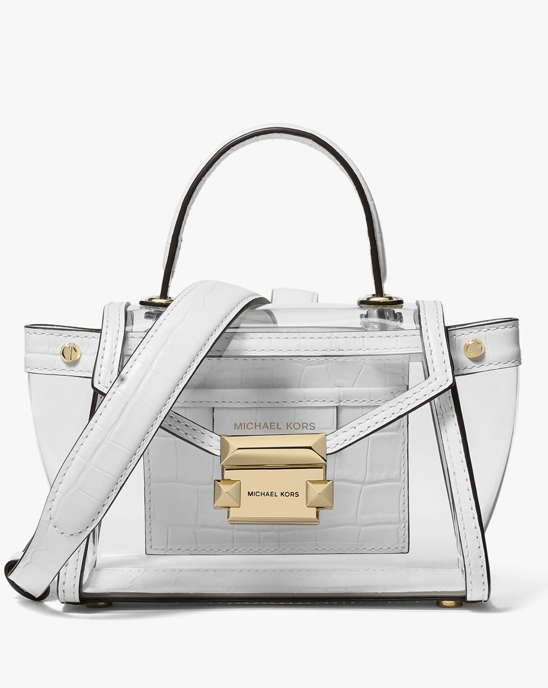 Buy Michael Kors Whitney Reptilian-Textured Clear Sling Bag | Optical White  Color Women | AJIO LUXE