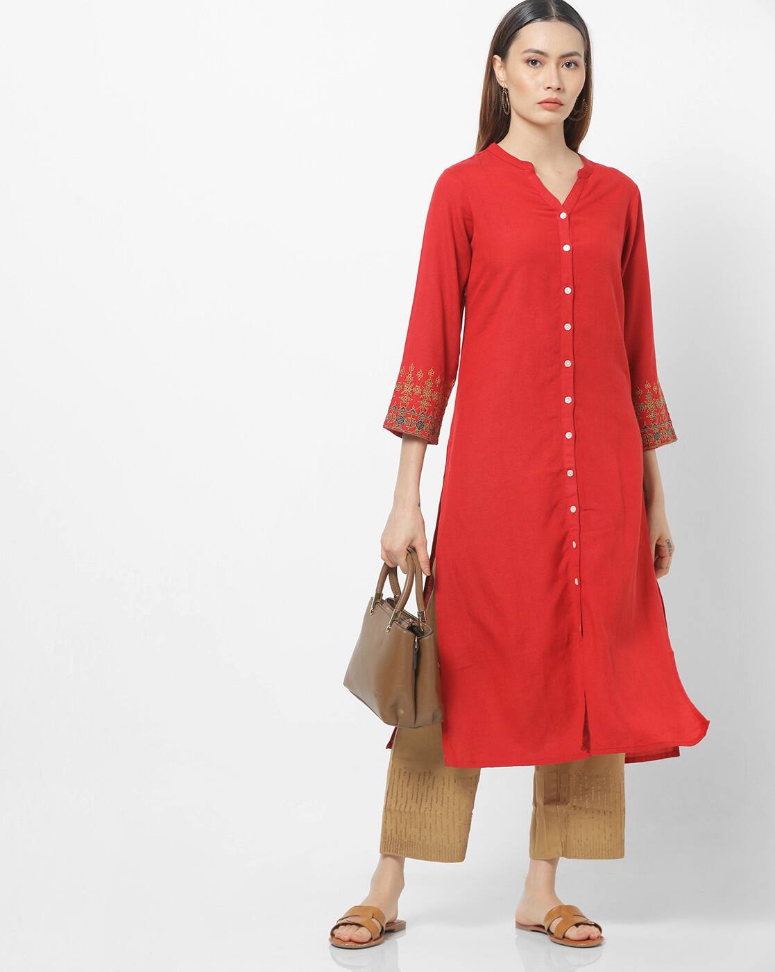 front zip kurtis online shopping