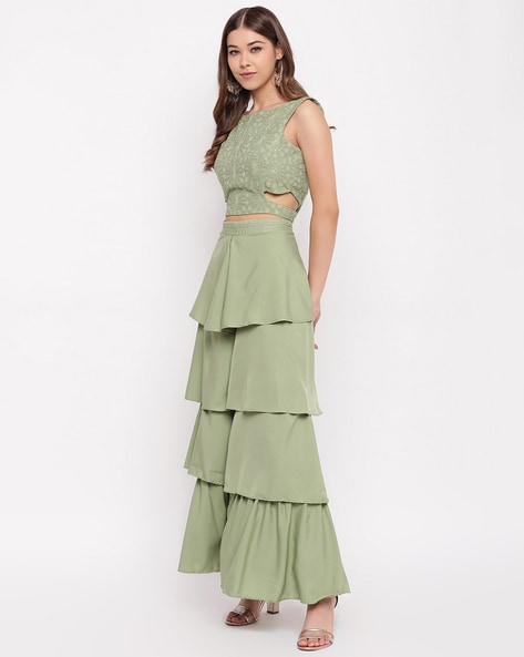 Buy Sera Off-White & Green Floral Printed Two-Piece Dress - Co-Ords for  Women 3100507 | Myntra