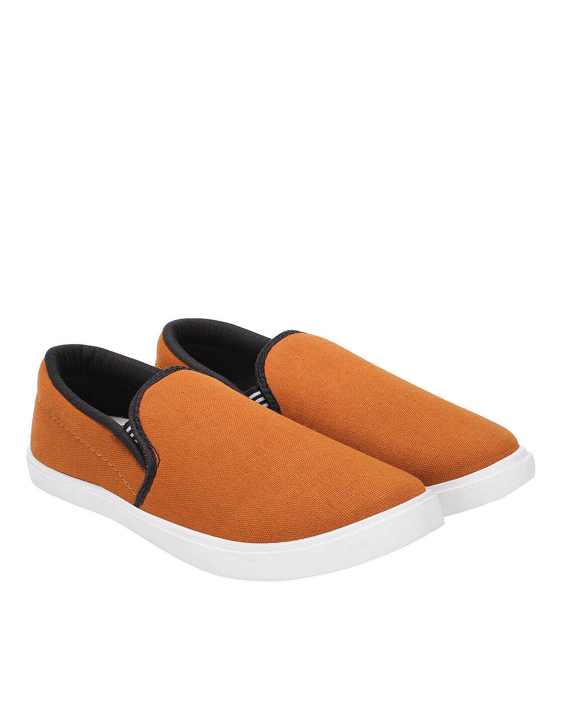 orange slip on shoes