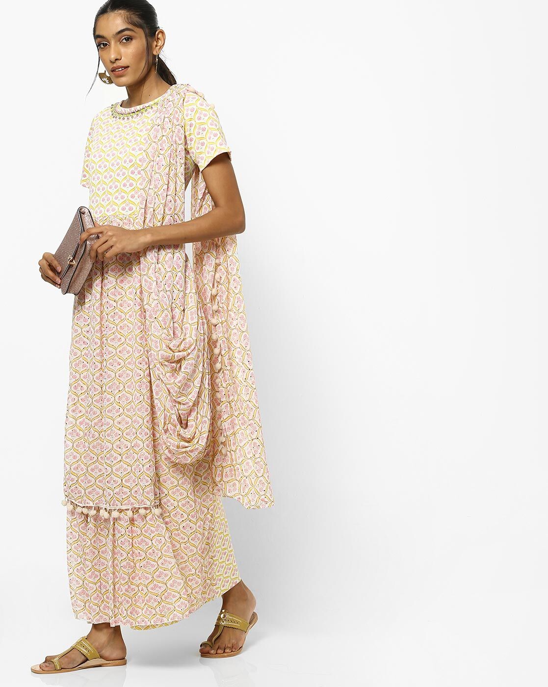 Buy Jaipur Kurti White Striped Kurta  Palazzo Set for Womens Online   Tata CLiQ