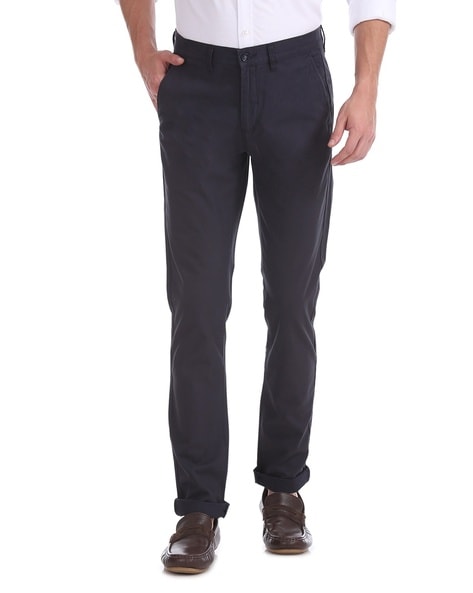 Buy Arrow Sports Brown Chrysler Slim Fit Solid Trousers - NNNOW.com