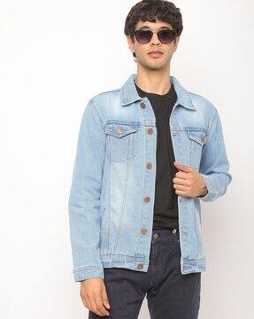 mens denim jacket with corduroy collar