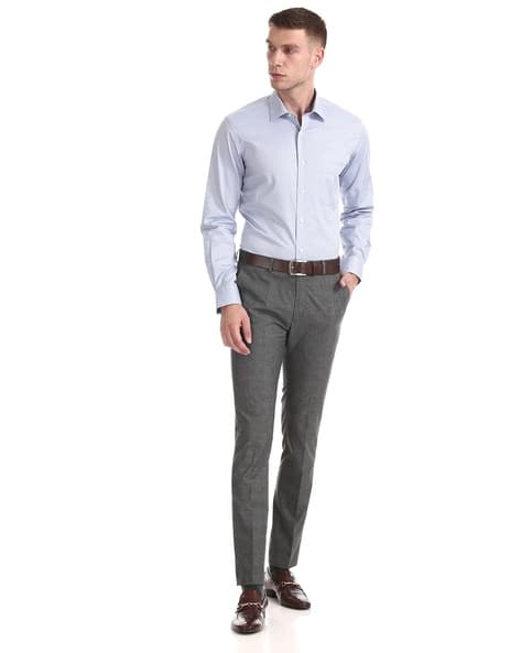 Super Slim Fit Flat-Front Trousers (Image - 3)