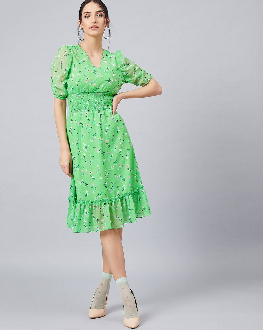 lipsy green floral dress