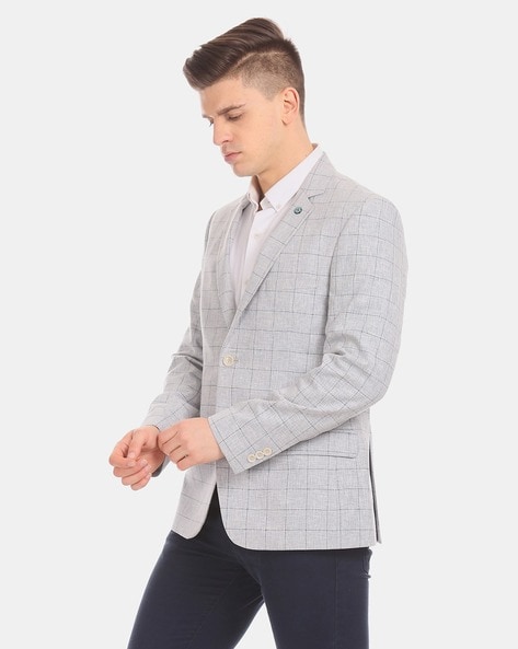 Check deals blazer grey