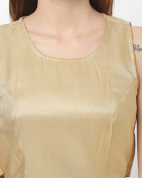 gold sleeveless crop top