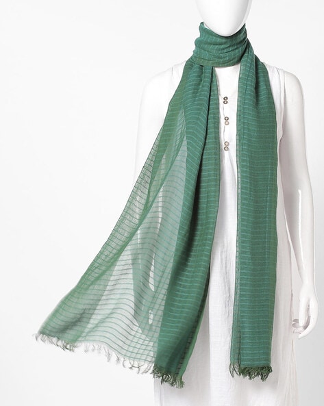 Woven-Design Cotton Dupatta with Fringes Price in India