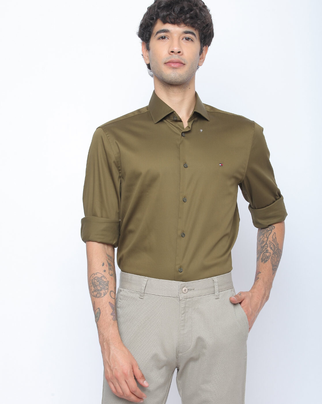 Buy Olive Green Shirts for Men by TOMMY 