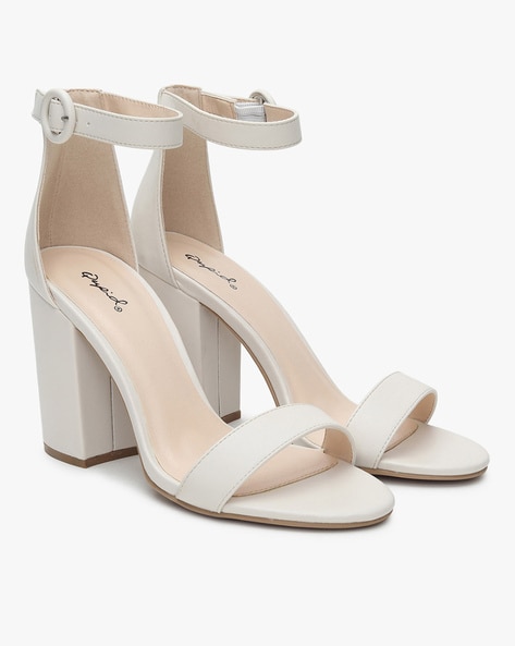 Buy online White Ankle Strap Block Heel Sandals from heels for Women by  Meshva for ₹619 at 38% off | 2024 Limeroad.com
