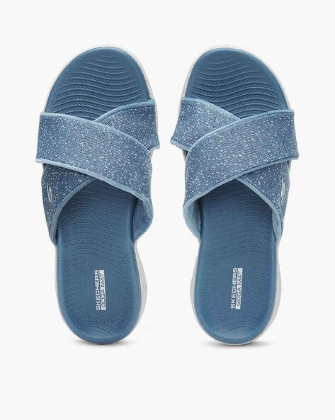 skechers blue flip flops