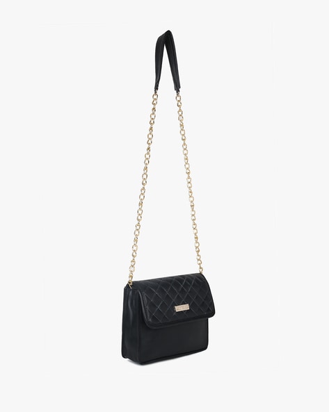 Visual Echoes Black Sling Bag Quilted Chain Sling Bag _Black Black - Price  in India