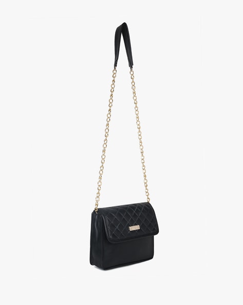 Black sling bag with metal chain sale