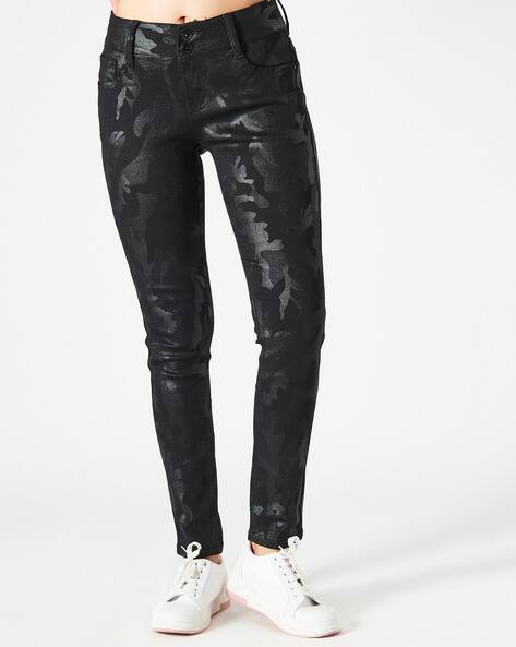 black graphic jeans