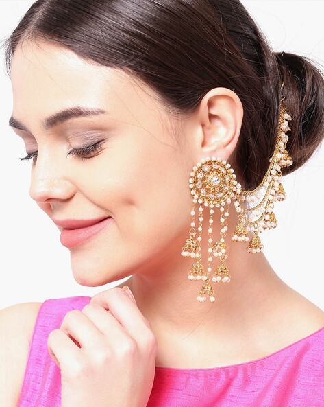Gold Plated Long Jhumka Earrings-tmf.edu.vn