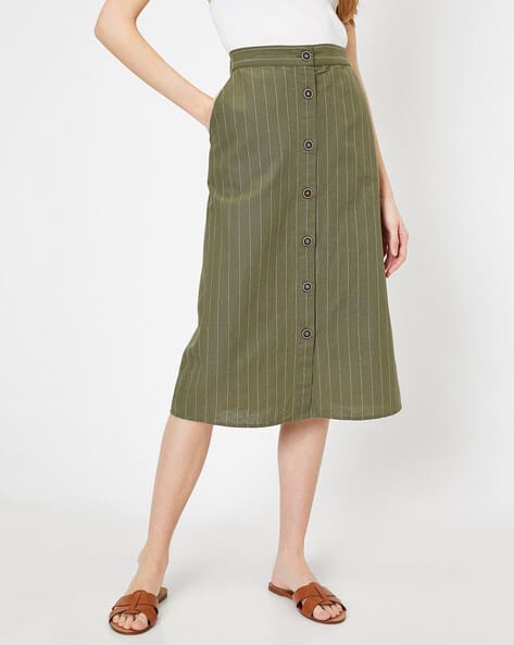 button front skirt khaki
