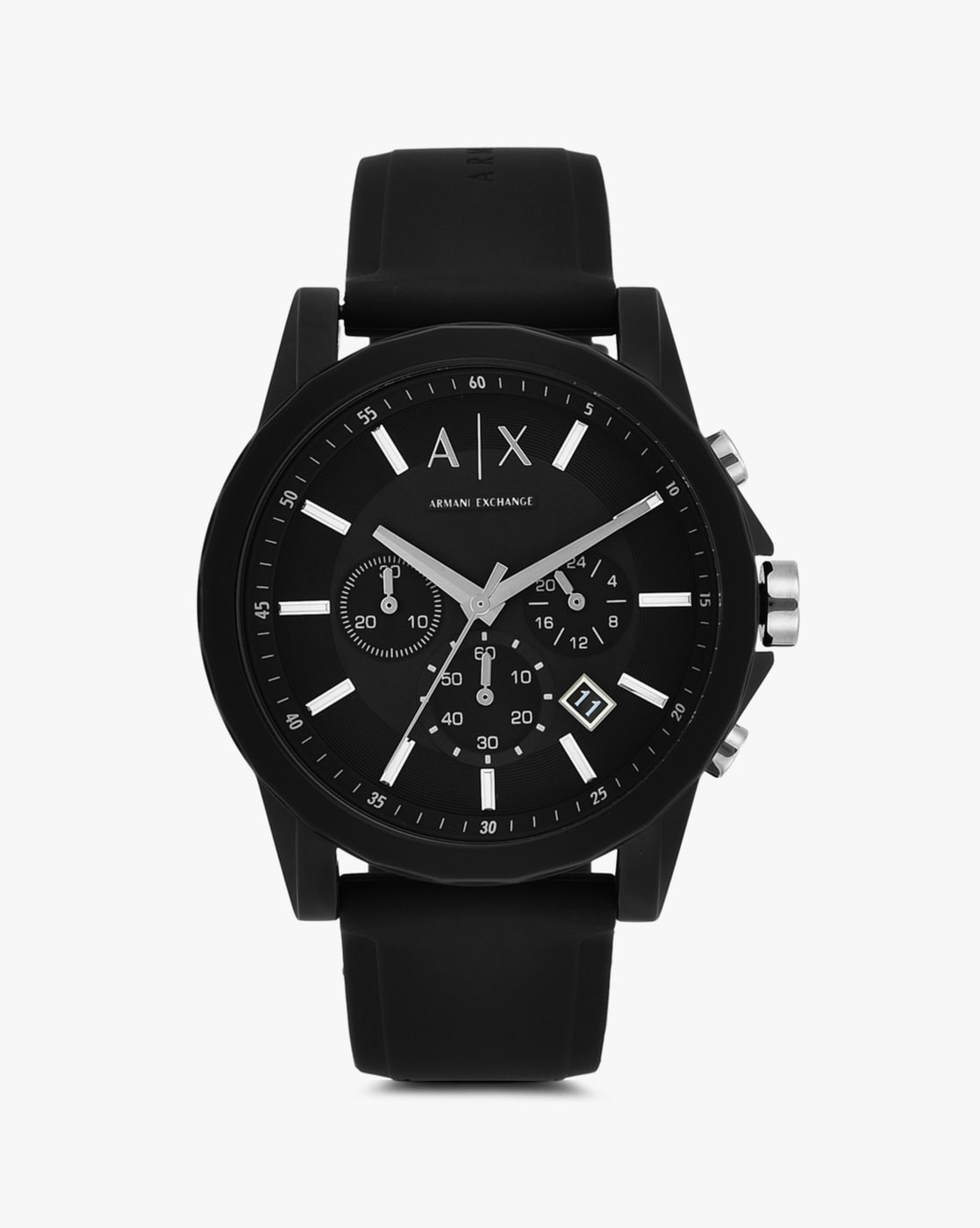 Armani exchange men's black silicone chronograph watch new arrivals