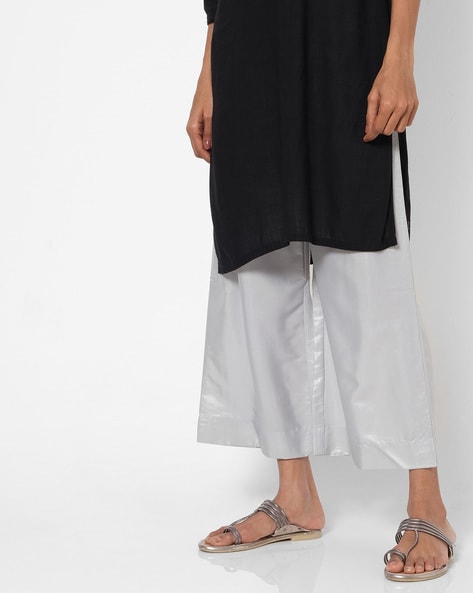 Textured Palazzos with Semi-Elasticated Waistband Price in India