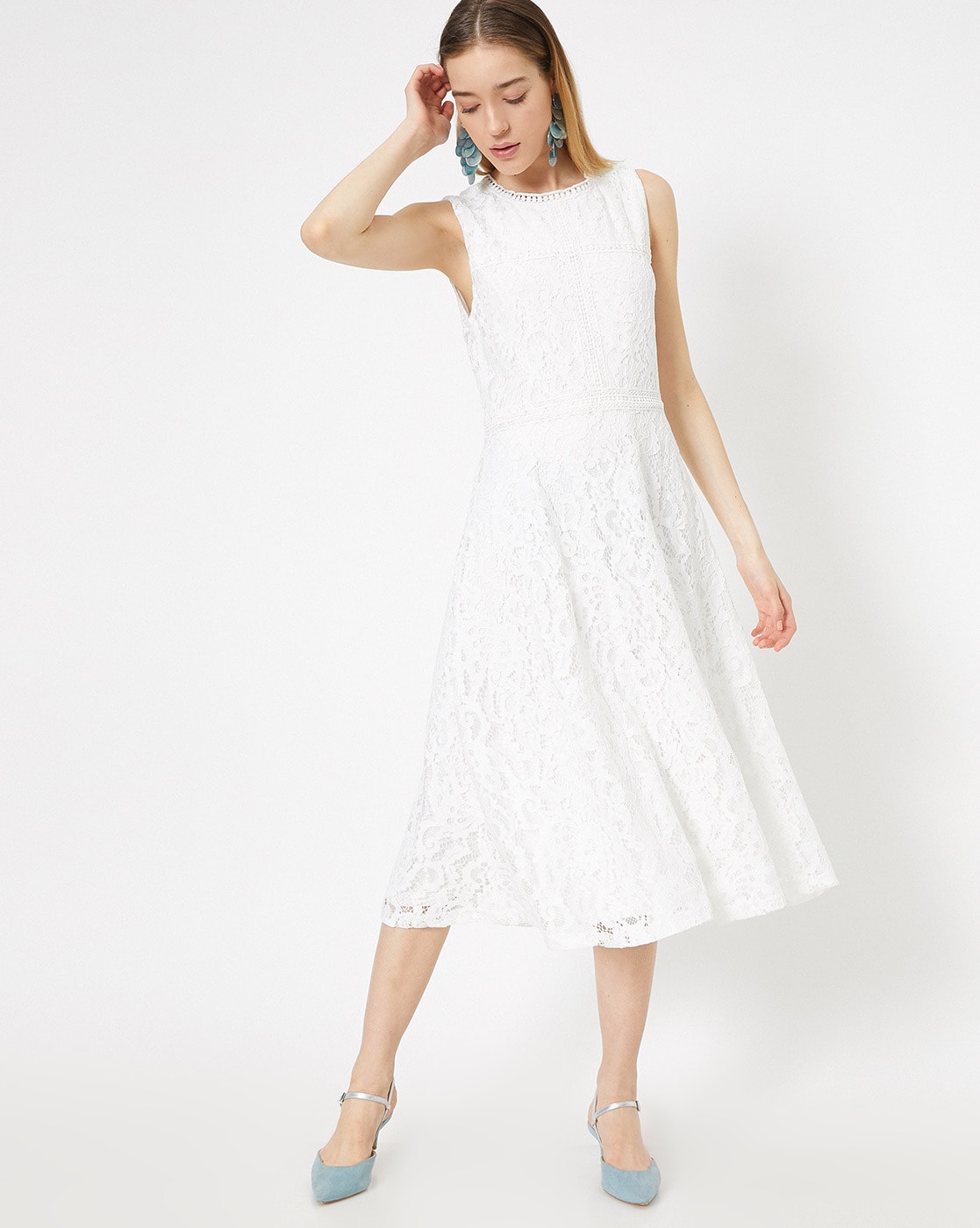 white a line midi dress