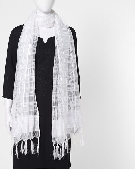 Checked Dupatta with Tassels Price in India