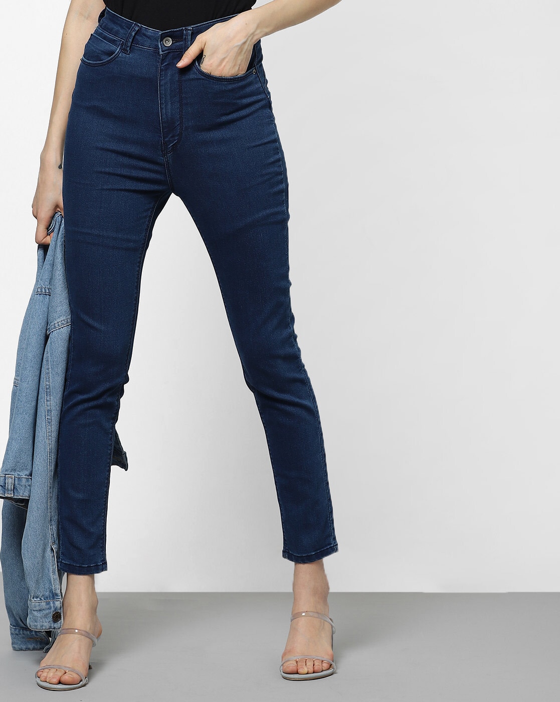 navy blue and jeans