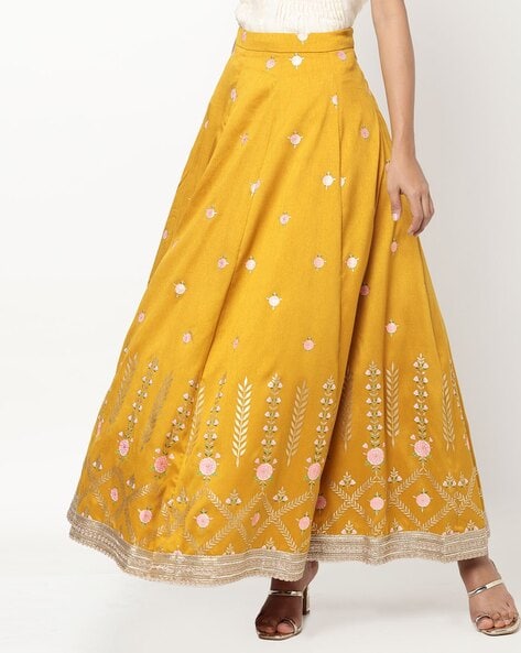 Buy Yellow Maxi Tier Skirt for Women Online in India