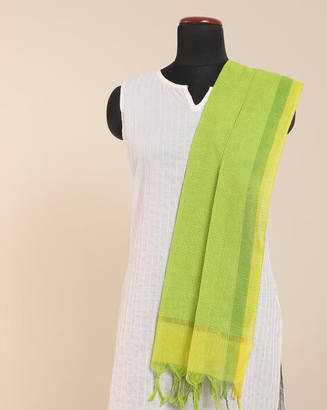 Checked South Cotton Woven Dupatta Price in India