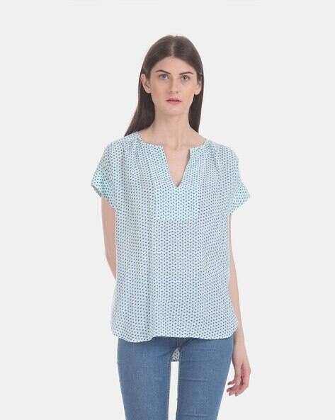 GAP Printed Top with Cap Sleeves