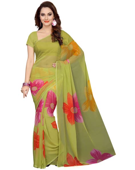 Floral Print Pack of 3 Sarees (Image - 2)
