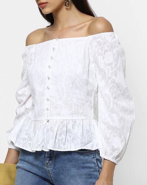 white off the shoulder peplum top