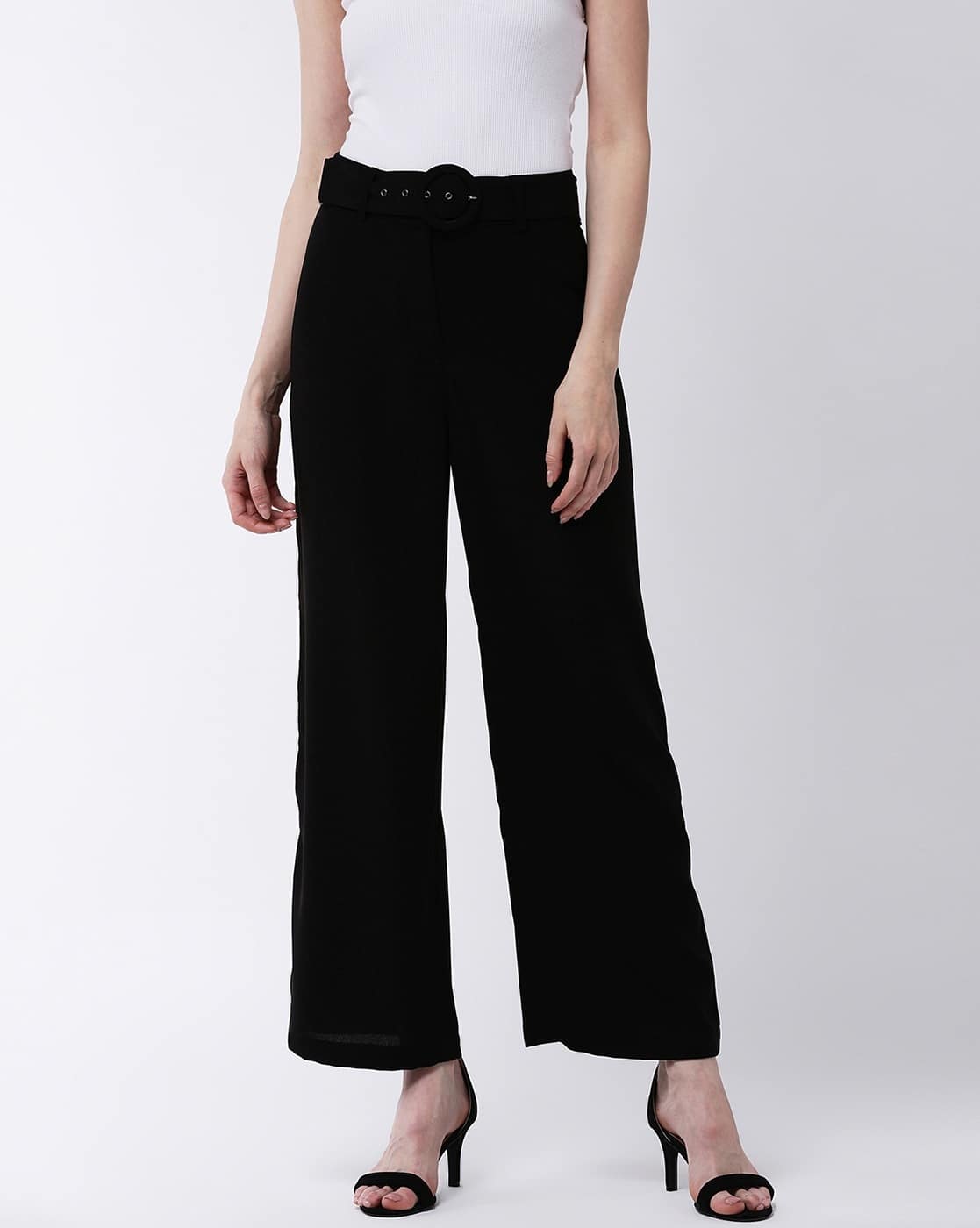 women's high rise black trousers