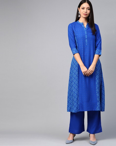 Ladies Cotton 3/4th Sleeve Royal Blue Straight Kurti at Rs 250 in Balod
