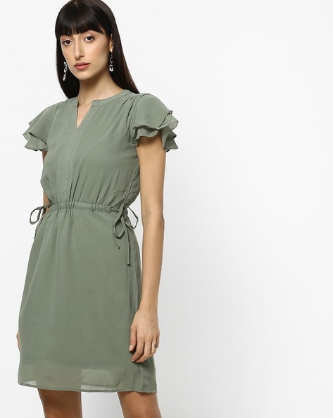 Empire Dress with Ruffled Sleeves