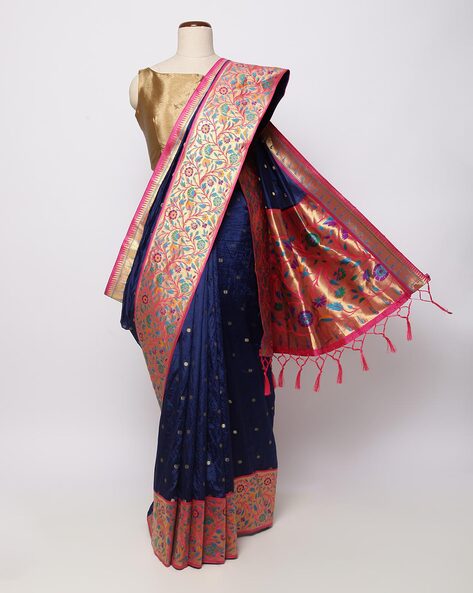 Buy Turquoise Blue & Pink Sarees for Women by Indie Picks Online | Ajio.com