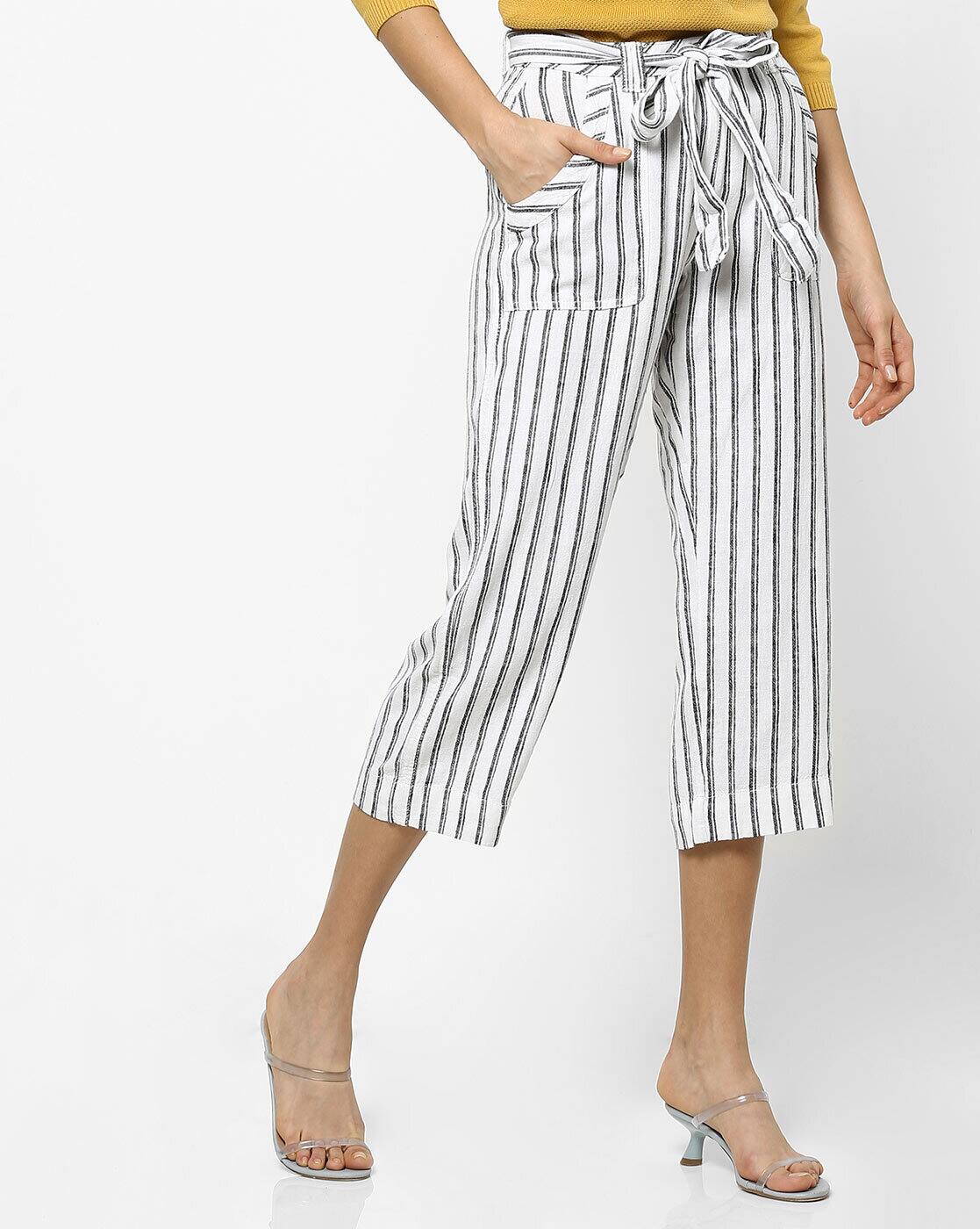 Buy Grey \u0026 white Trousers \u0026 Pants for 