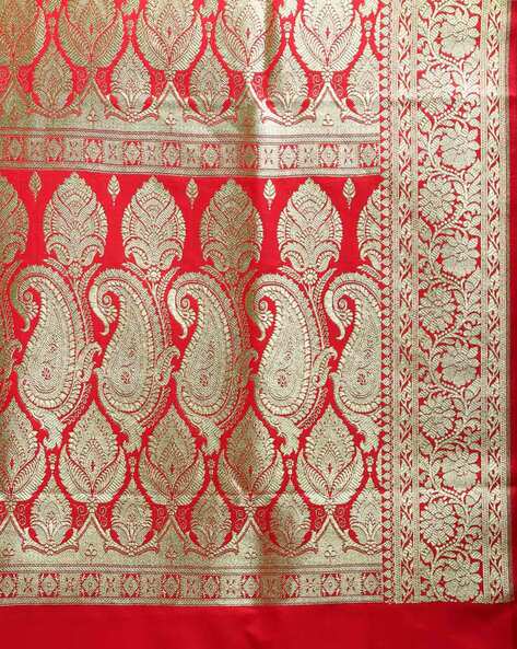 Festive Red Woven Banarasi Organza Silk Saree With Brocade Blouse – Zari  Banaras