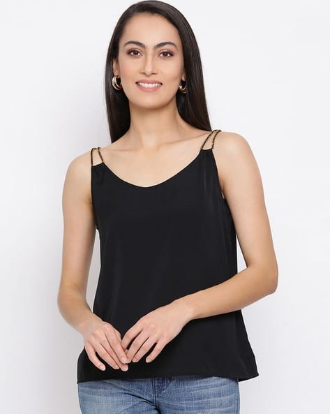 Top with Embellished Shoulder Straps