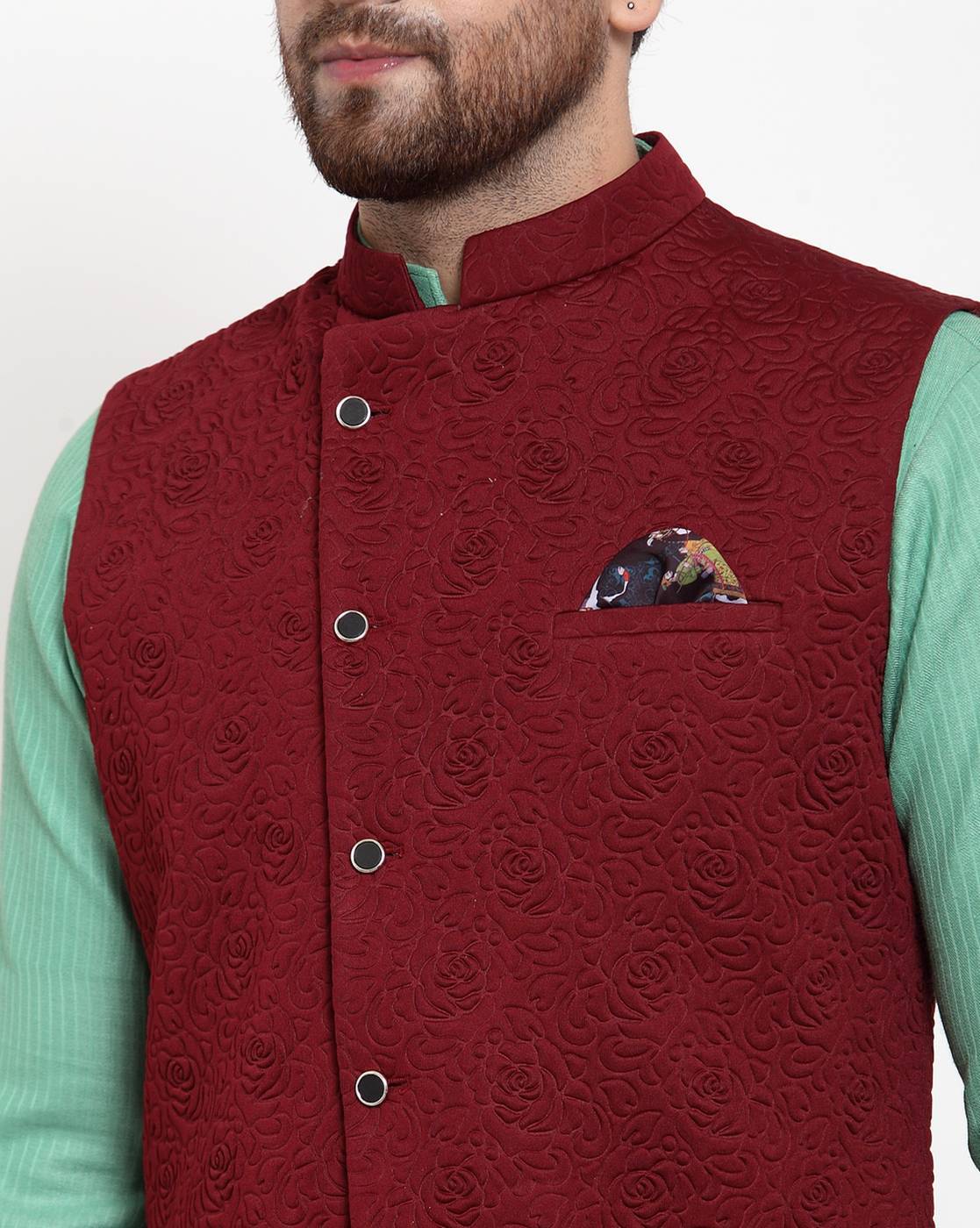 Soft Cream Nehru jacket and kurta set with hand embroidery. – Smriti  Apparels