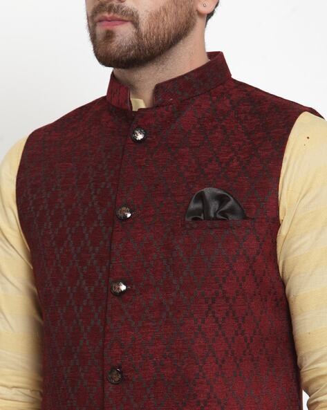 Buy Aany's Culture Maroon Floral Pattern Polyester Wedding Nehru Jacket  (Koti) L Online at Best Prices in India - JioMart.