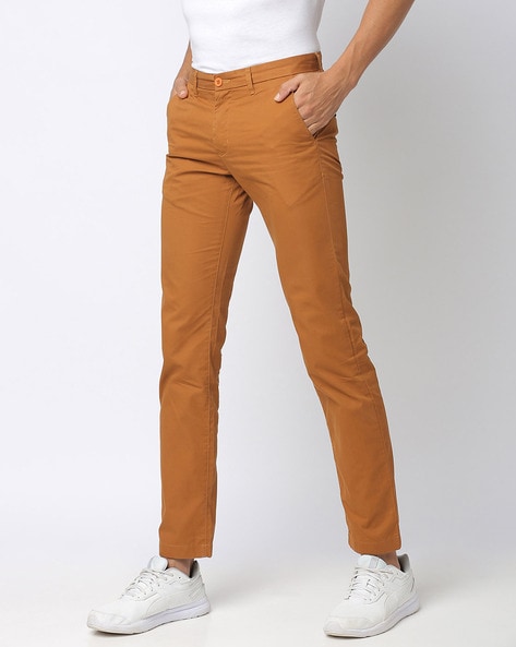 Buy Only Vimal Men's Khakhi Slim Fit Cotton Chinos at Amazon.in