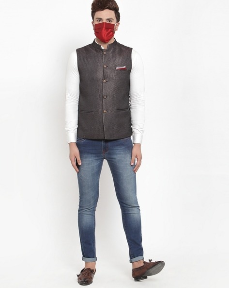 Nehru jacket clearance with jeans shirt